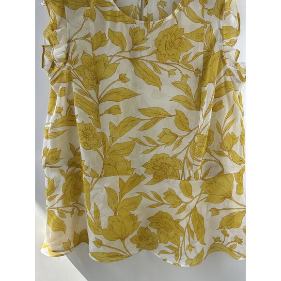 CAbi Sunrise Blouse Womens Large Sleeveless Floral Yellow White 5899 Sheer Fairy - Picture 7 of 13